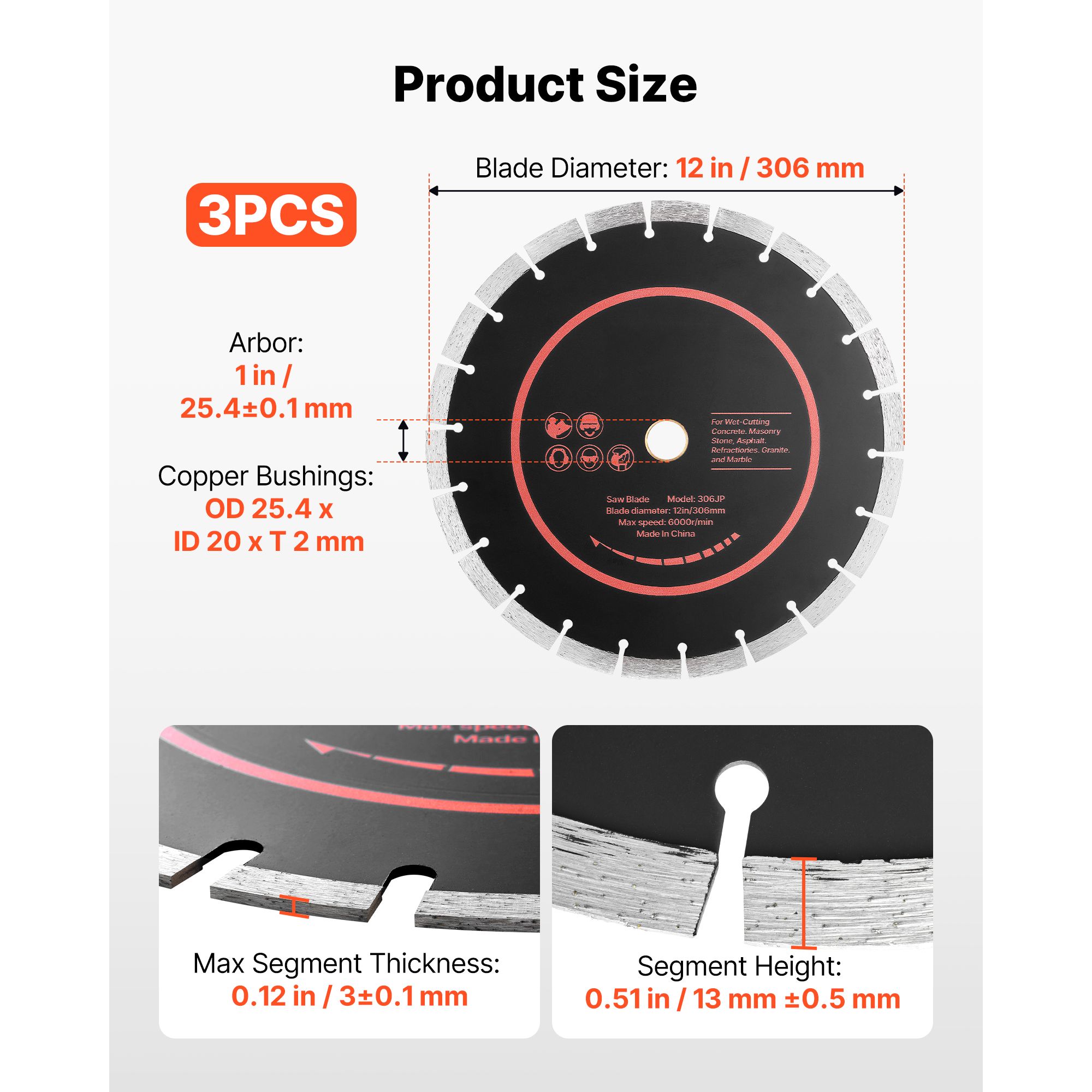 Brick Cutting Saw - Diamond Blades 12 inch, 3-Pack Concrete